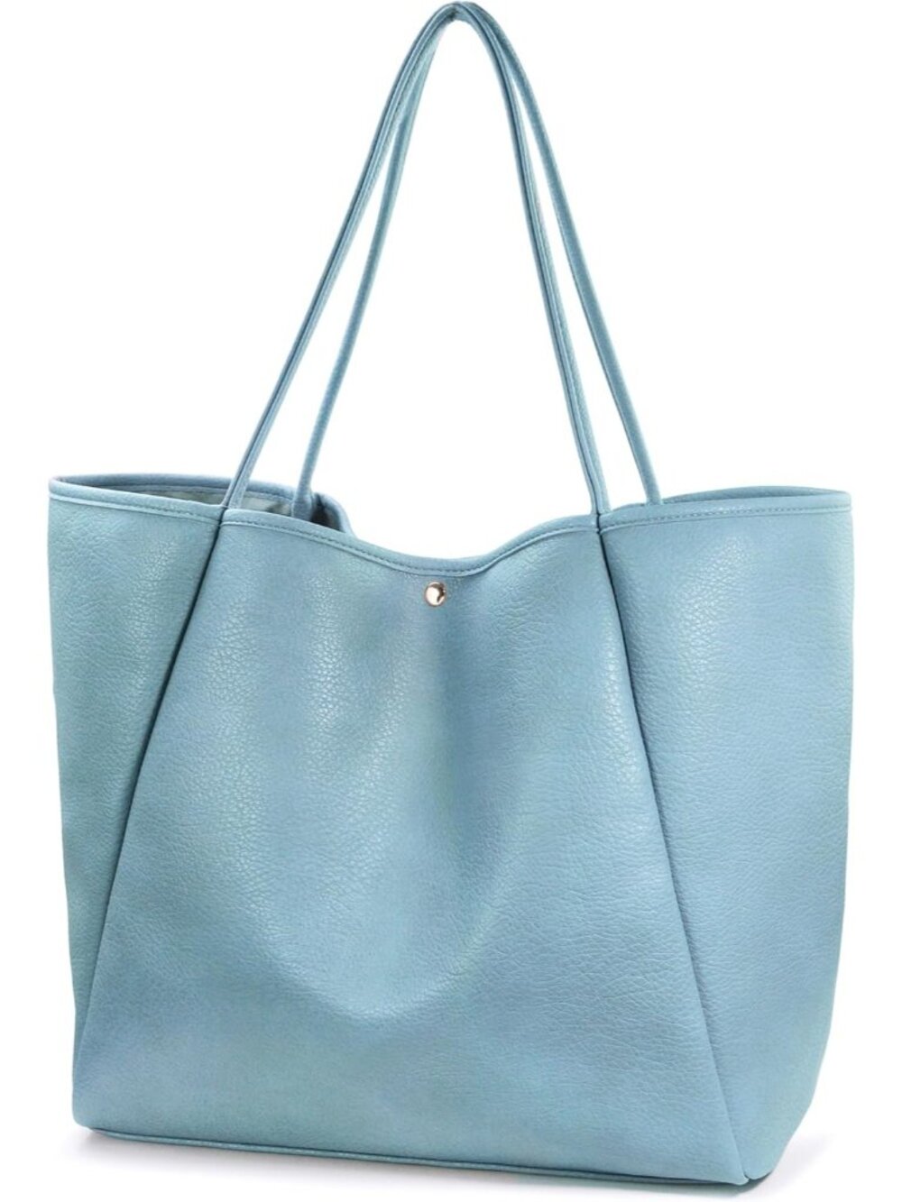 Women's Blue Vegan Leather Weekender Bag Shopper Handbag Travel Tote Purse